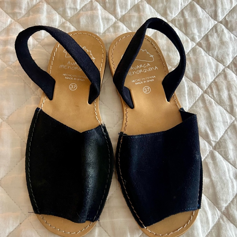 Women's Black Avarca leather pons type sandals 37
